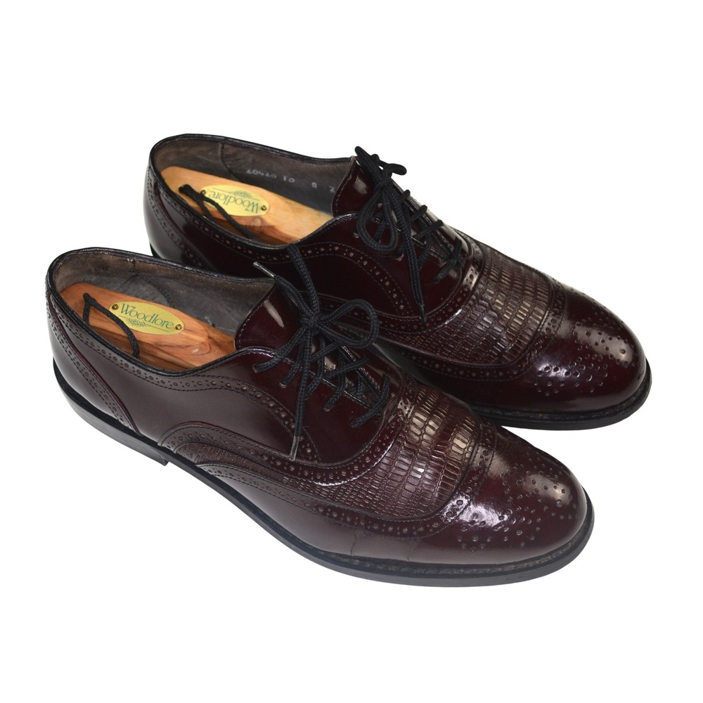 Stuart McGuire Mens Burgundy Wingtip Oxford Dress Shoes 10 D 60460 10 Ortho-Vent